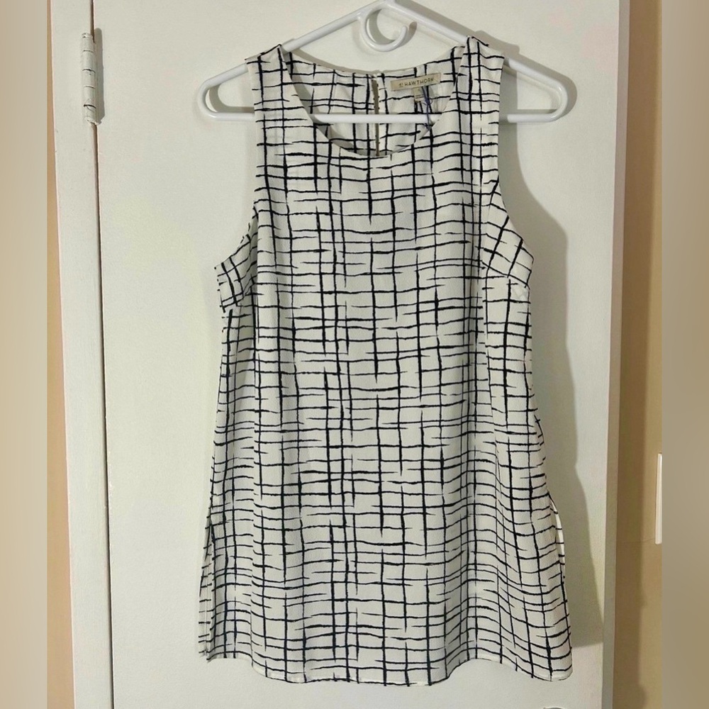 41 Hawthorn Black and White Grid Women’s Sleeveless Top Size Small NWT
